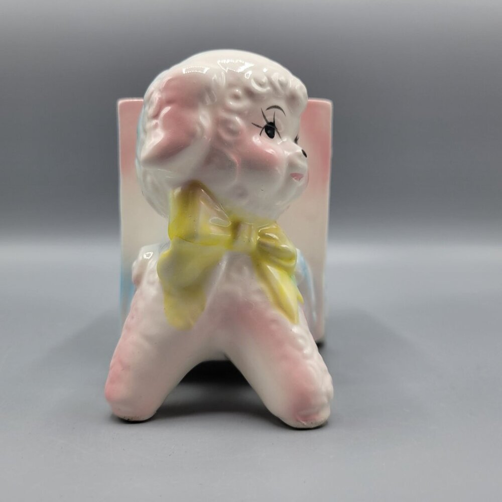 Vintage Ceramic Lamb Nursery Planter Figurine Anthropomorphic Pastel Colors - Picture 3 of 12